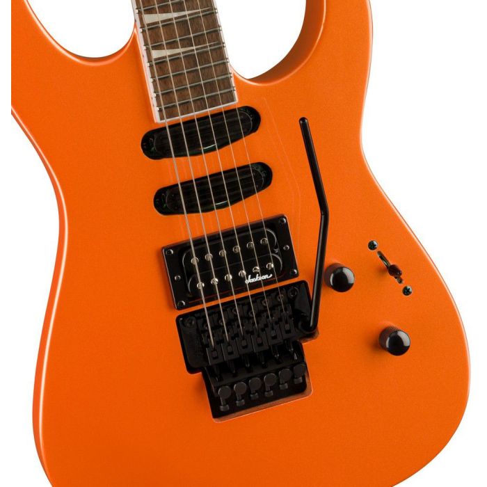 Jackson X Series Soloist Sl3x Dx IL Lambo Orange, body closeup