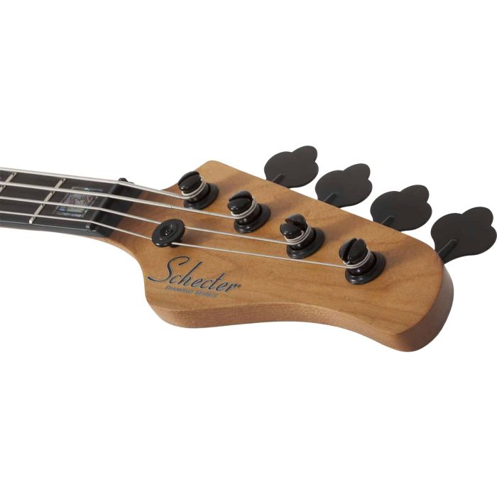 Schecter Bass Model-T 4 Exotic Black Limba headstock front