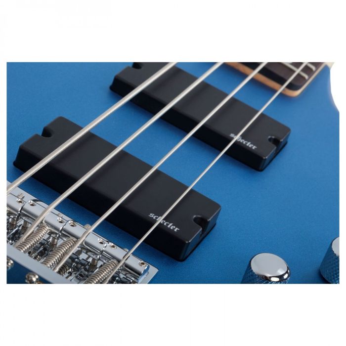 Schecter C-4 Deluxe Satin Metallic Light Blue 4 String Bass Guitar pickups