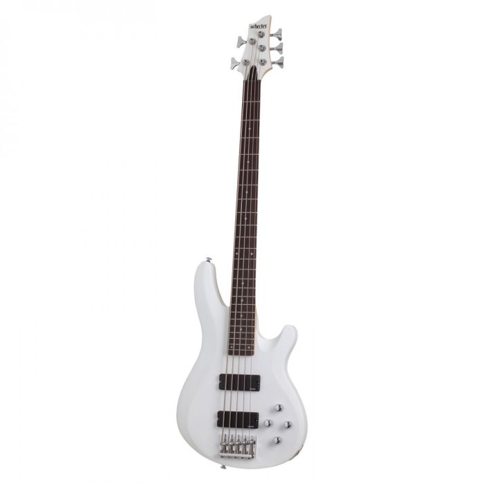 Schecter C-5 Deluxe Satin White 5 String Bass Guitar front