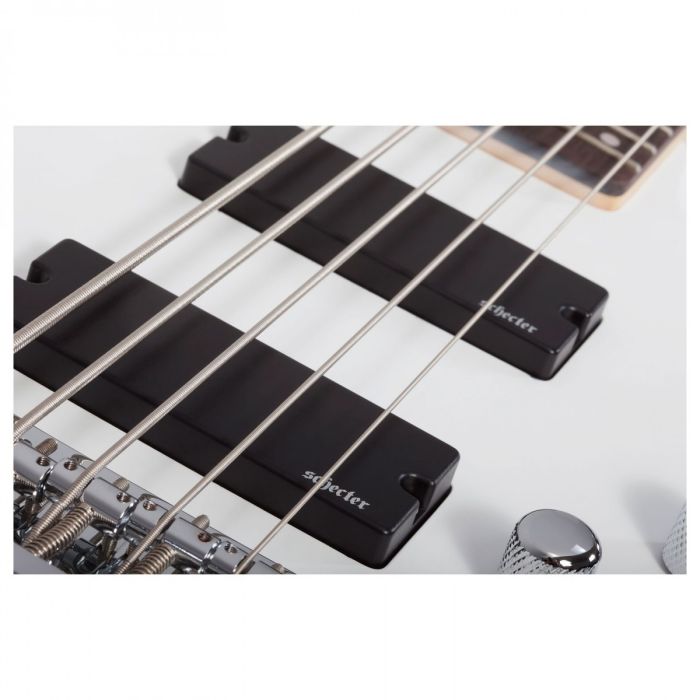 Schecter C-5 Deluxe Satin White 5 String Bass Guitar pickups