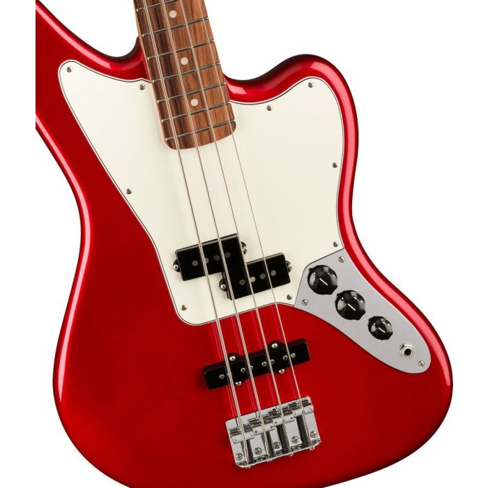 Fender Player Jag Bass Pf Candy Apple Red, body closeup