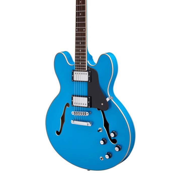 Antiquity AQ35 Electric Guitar Pelham Blue, body closeup