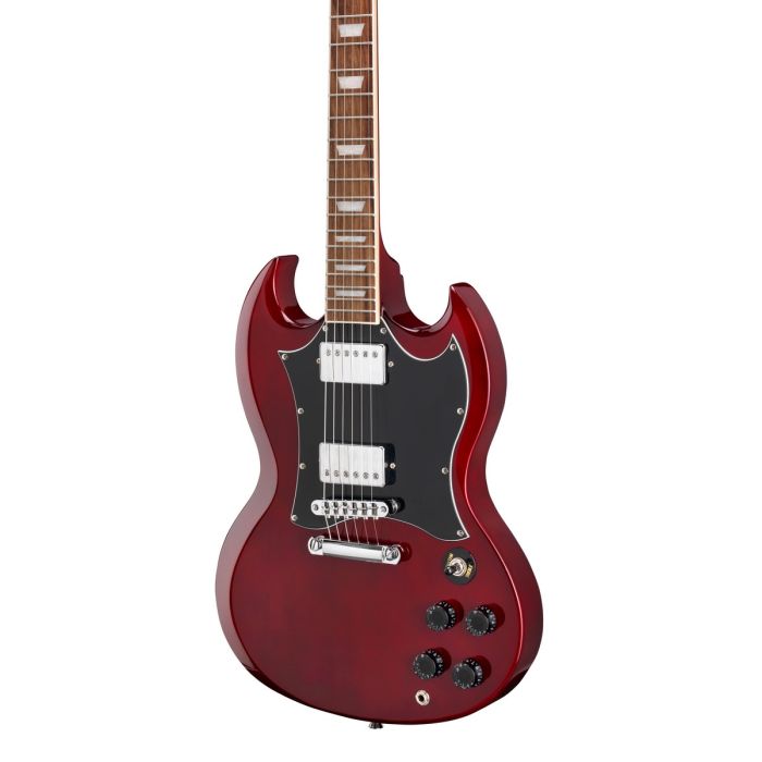 Antiquity GS1 Electric Guitar Cherry Red, body closeup