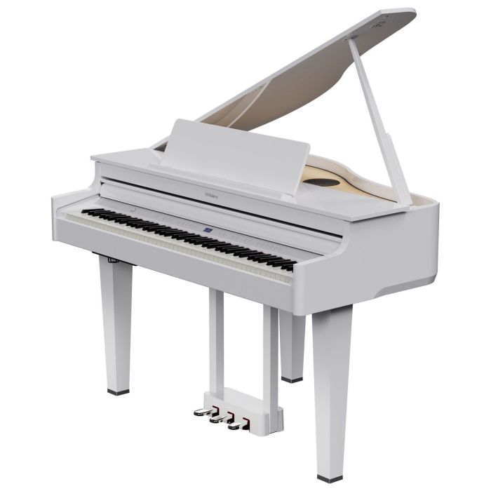 Roland GP-6 Digital Grand Piano, Polished White Angled