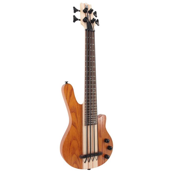 Mahalo Solid Electric Bass Ukulele, Transparent.Brown, Inc. Bag front view