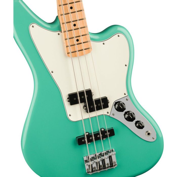Fender Player Jag Bass Mn Sea Foam Green, body closeup