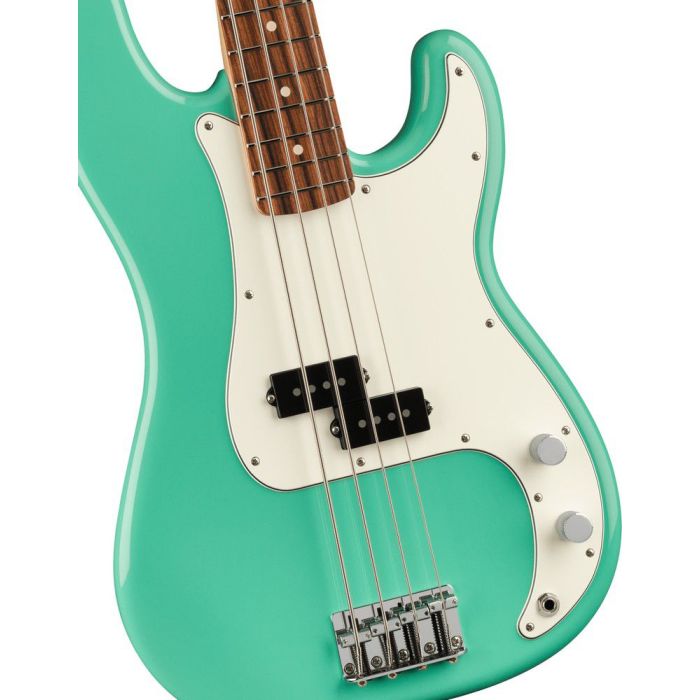 Fender Player Precision Bass PF, Sea Foam Green body closeup