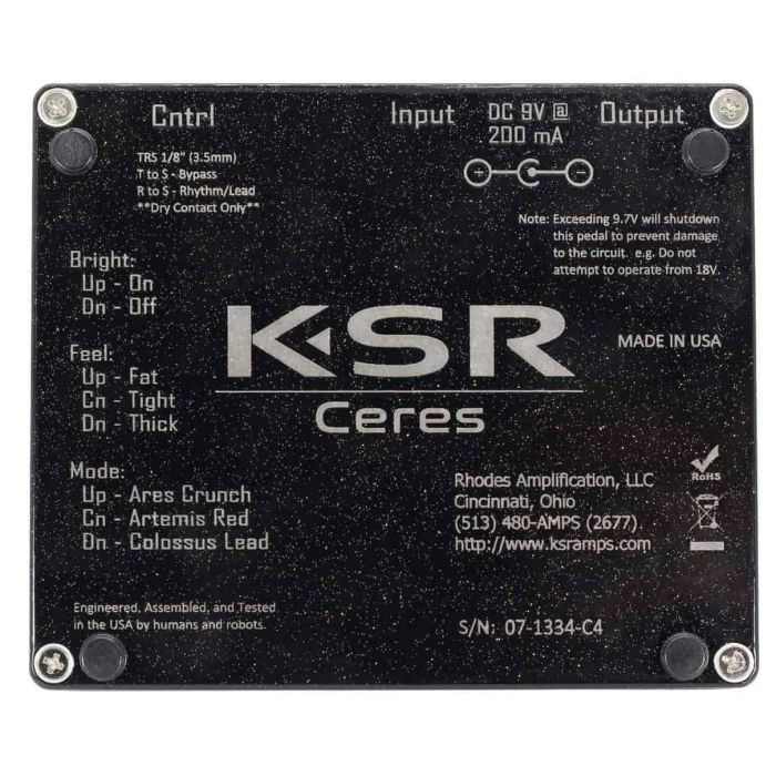 KSR Amplification Ceres 3 Channel High Gain PreAmp Pedal bottom