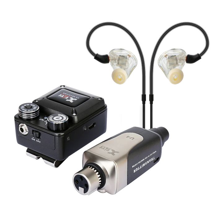 Xvive XU4T9 In-Ear Monitor Wireless System with T9 In-Ear Monitors Angled
