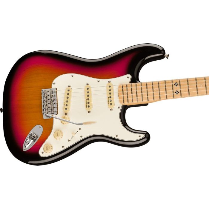 Fender Steve Lacy People Pleaser Stratocasterocaster, Chaos Burst angled view