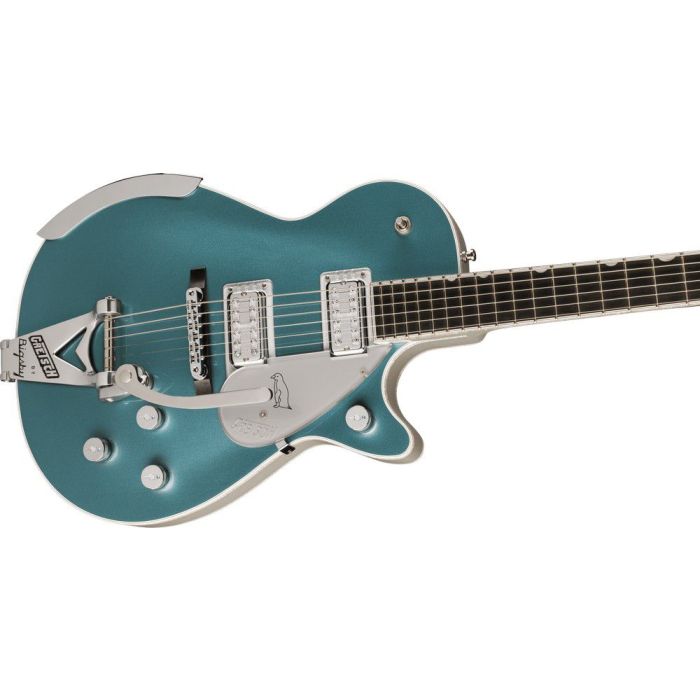Gretsch G6134T-140 LTD 140th Double Platinum Penguin, Two-Tone Stone Platinum angled view