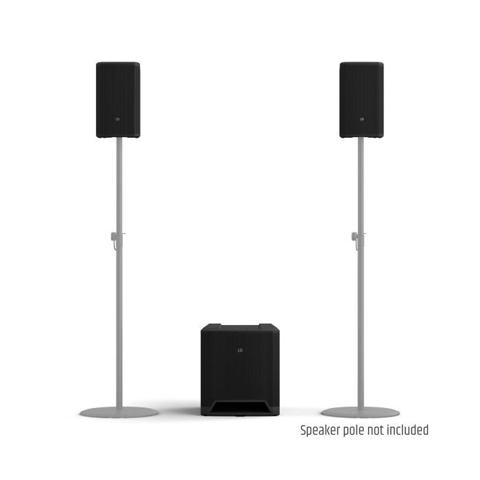 LD Systems Dave 12 G4X Compact 2.1 Powered PA System with speakers mounted