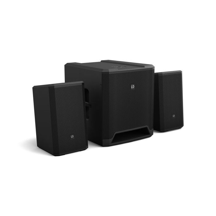 LD Systems Dave 12 G4X Compact 2.1 Powered PA System Angled Front