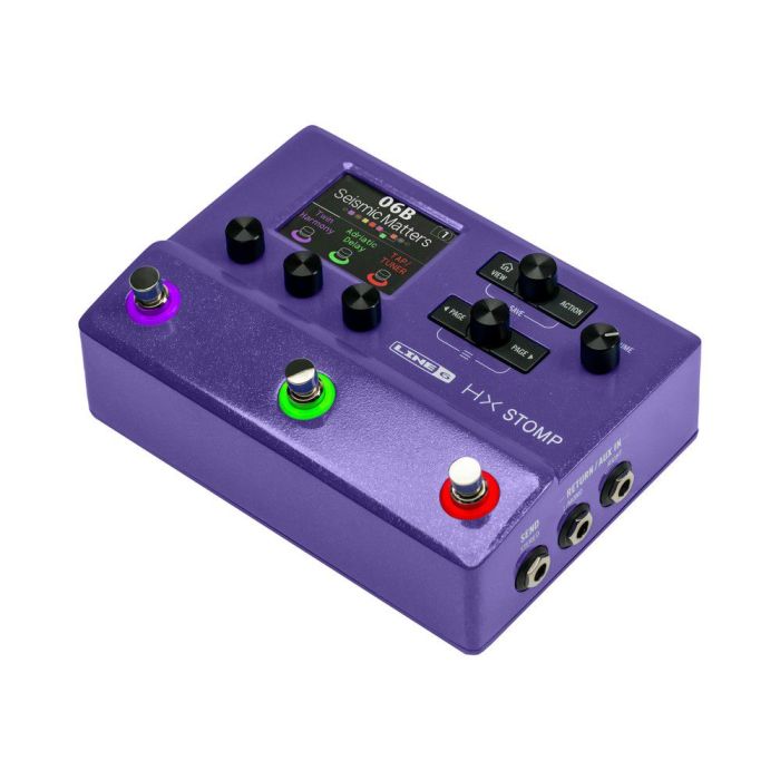 Line 6 Helix HX Stomp Multi-Effects Pedal, Ltd Edition Purple right-angled view
