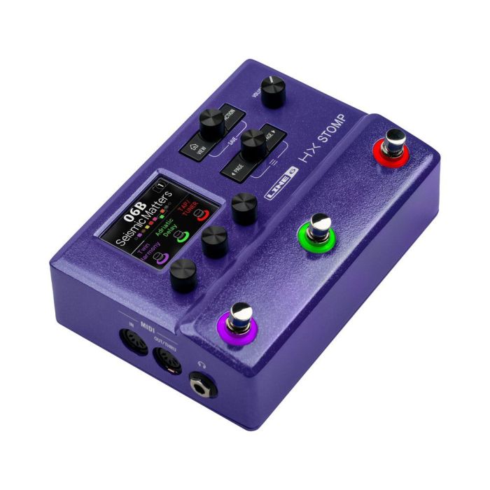 Line 6 Helix HX Stomp Multi-Effects Pedal, Ltd Edition Purple left-angled view