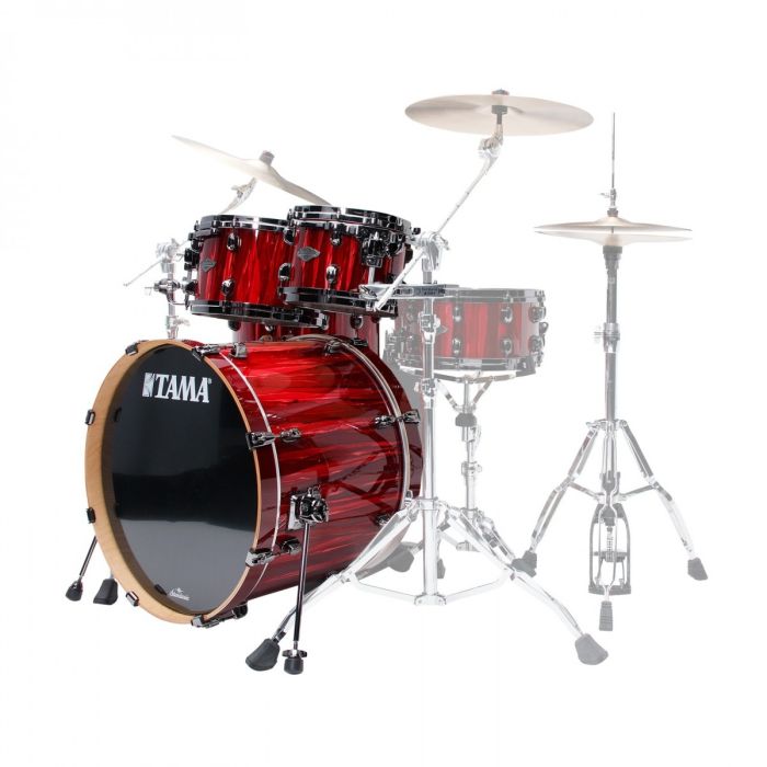 Tama Starclassic Performer 5pc limited edition shell set in Crimson Red Waterfall side angle