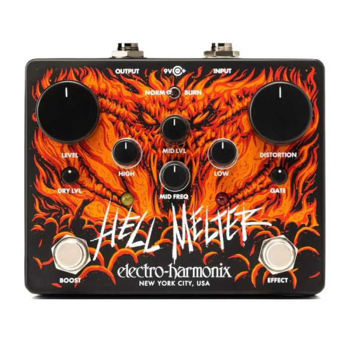 Electro Harmonix Hell Melter Distortion Pedal top-down view