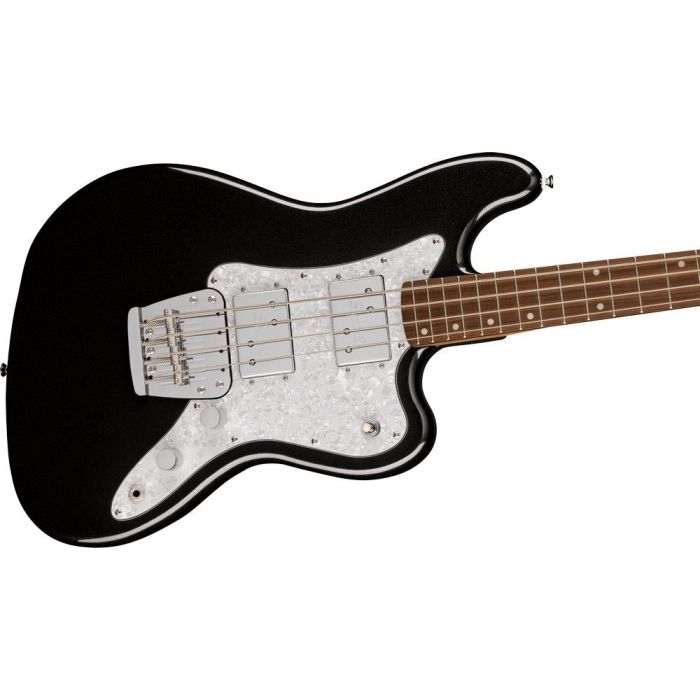 Squier Paranormal Rascal HH Bass IL, Black Metallic angled view