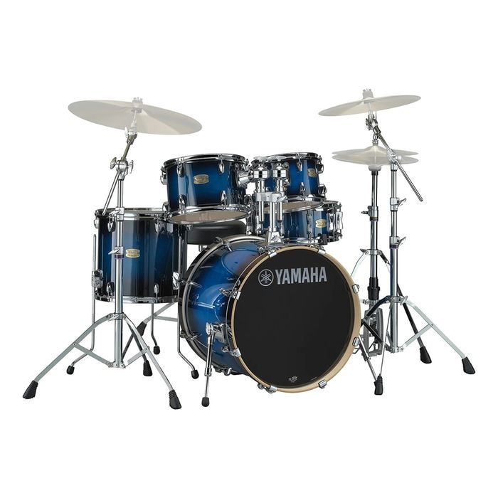 Yamaha Stage Custom 20x17 BD 14x13 FT 12x8 RT 10x7 RT 14x5.5 SD Fusion Shell Pack and HW680W Hardware - Deep Blue