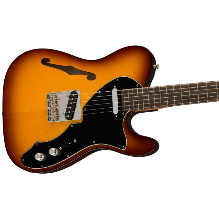 Fender Limited Edition Suona Telecaster Thinline EB Violin Burst, angled body closeup