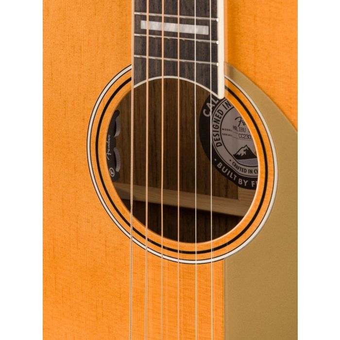 Fender Malibu Vintage OVFB GPG Aged Natural, soundhole closeup