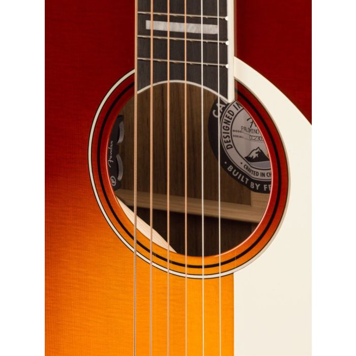 Fender Palomino Vintage OVFB Aged WPG Sienna Sunburst, soundhole closeup