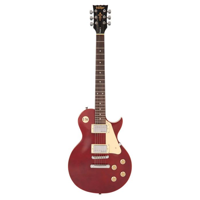 Vintage V10 Coaster Series Electric Guitar, Wine Red front view