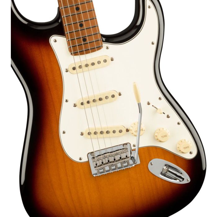 Fender Limited Edition Player Stratocaster RMN, 2-Colour Sunburst body closeup