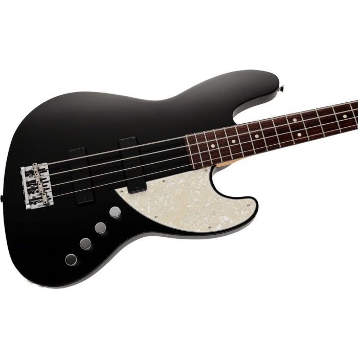 Fender Ltd Ed Made In Japan Elemental Jazz Bass HH RW Stone Black, angled view