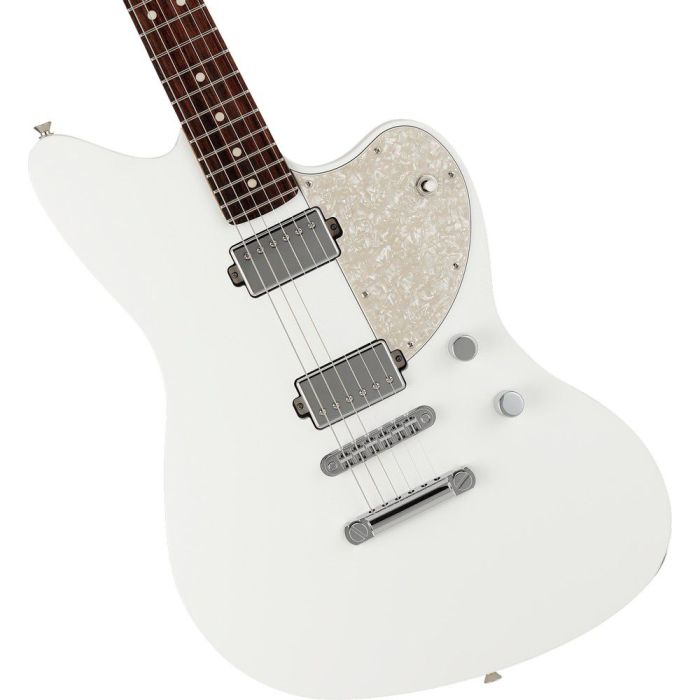 Fender Ltd Ed Made In Japan Elemental Jazzmaster HH RW Nimbus White, body closeup