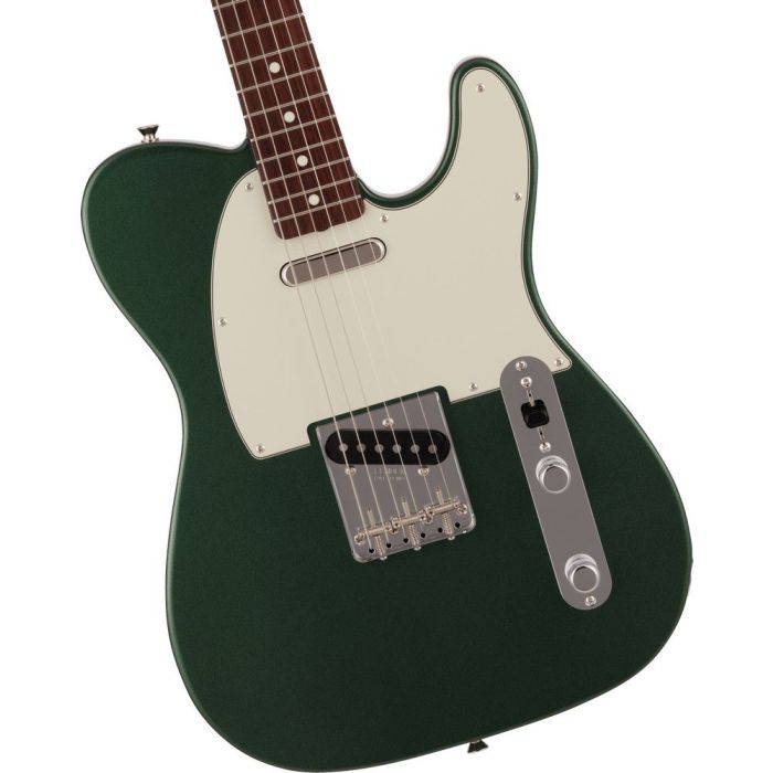 Fender 2023 Made In Japan Traditional 60S Telecaster RW Aged Sherwood Green Metallic, body closeup