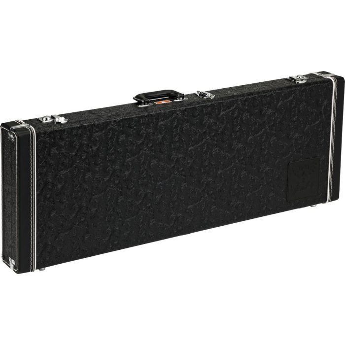 Fender Waylon Jennings Strat/Tele Case Black Tooled Leather front view