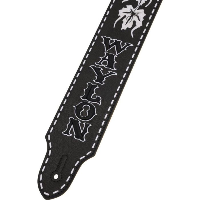 Fender Waylon Jennings Signature Strap Black Waylon closeup