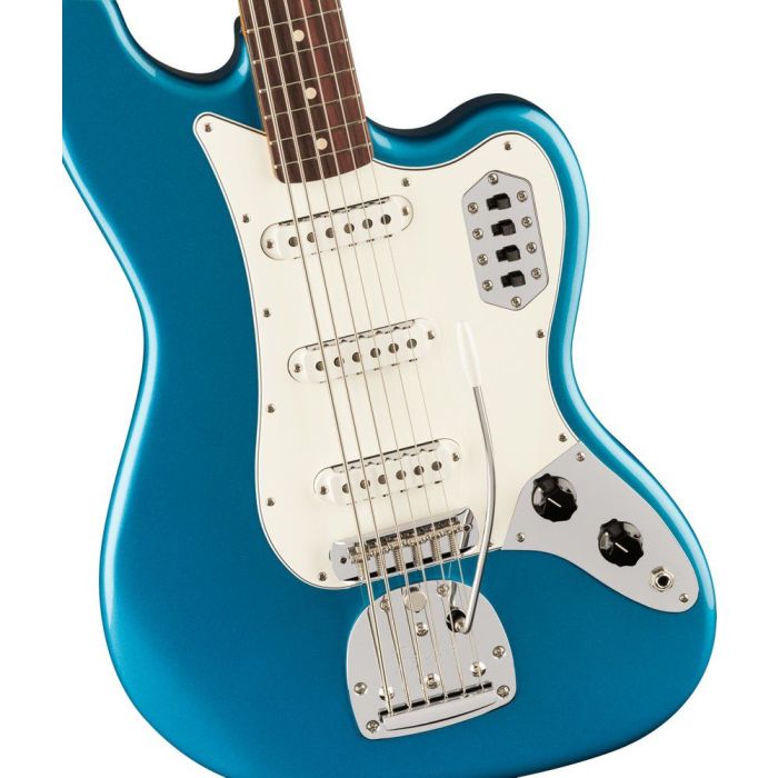 Fender Vintera Ii 60s Bass Vi RW Lake Placid Blue, body closeup