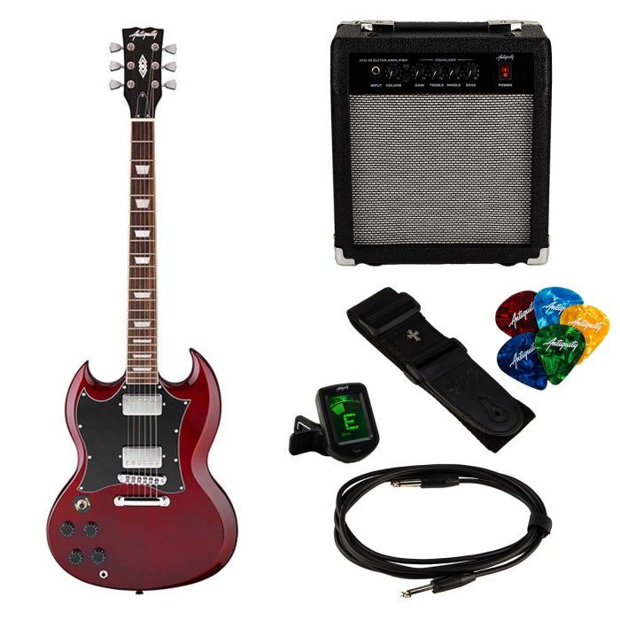 Antiquity GS1 Left-Handed Beginner Guitar Pack, Cherry Antiquity GS1 Left-Handed Beginner Guitar Pack, Cherry Red