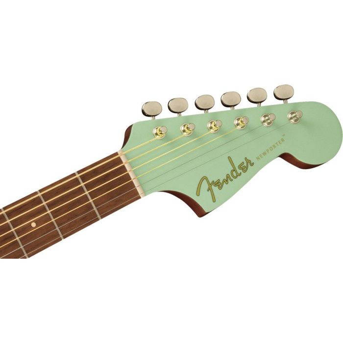 Fender Newporter Player WN White PG, Surf Green headstock front