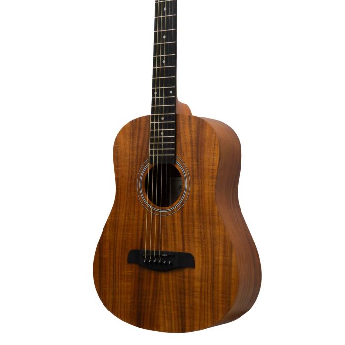 Ferndale M2-K Koa Mini Acoustic Guitar Angled