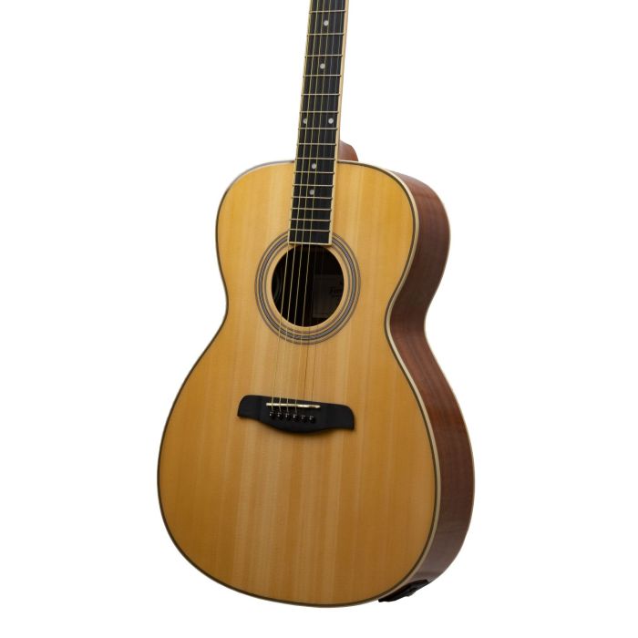 Ferndale OM2-E-N Electro Acoustic Guitar Natural Body Angled