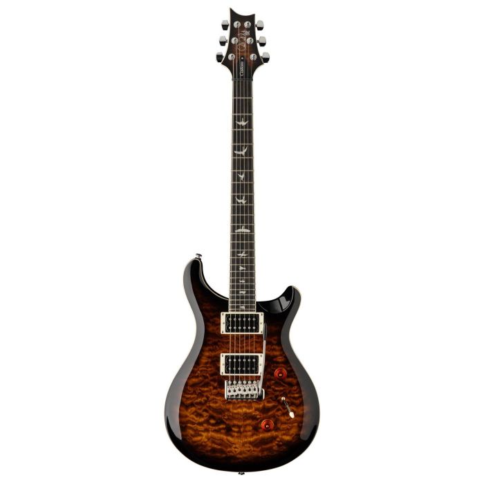 PRS SE Custom 24 QM Electric Guitar Black Gold Sunburst front view