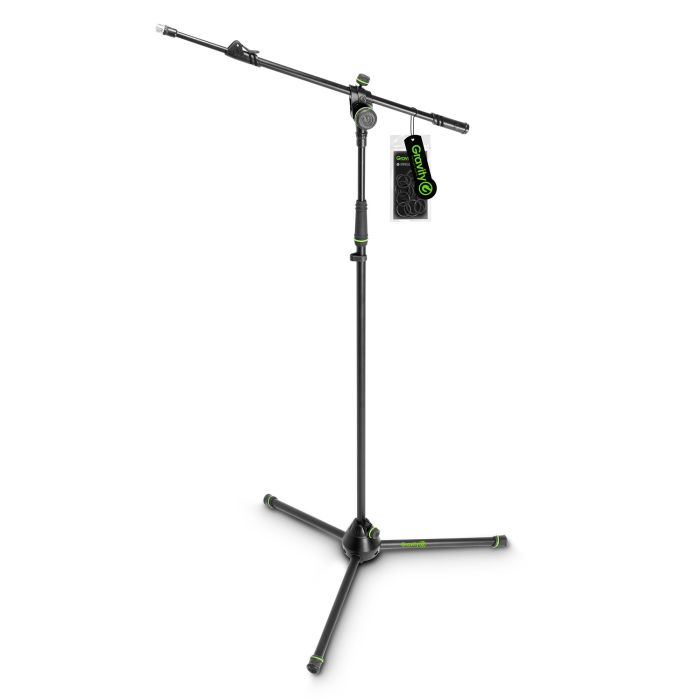 Gravity Microphone Stand with Folding Tripod Base and 2-Point Adjustment Telescoping Boom full view