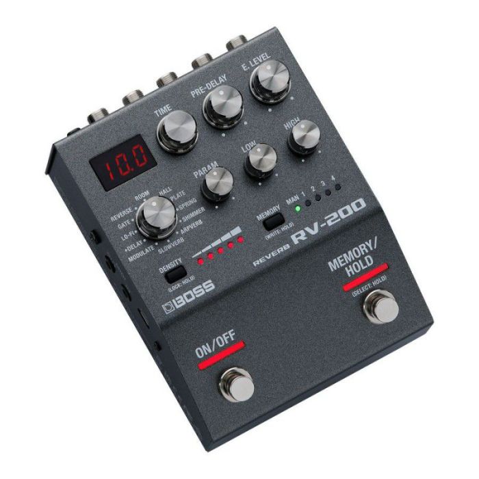 Boss Rv 200 Reverb Pedal, tilted view