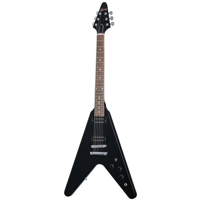 Gibson 80s Flying V Electric Guitar, Ebony front view