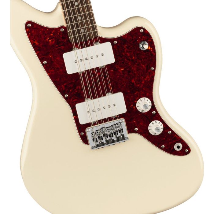 Squier Paranormal Jazzmaster XII IL, Olympic White body closeup