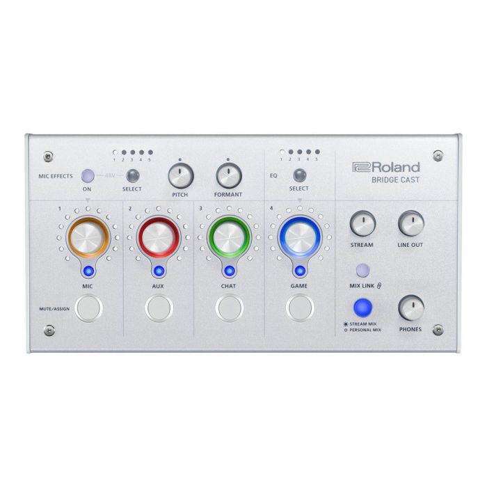 Roland Bridge Cast Gaming Audio Mixer, White top-down view
