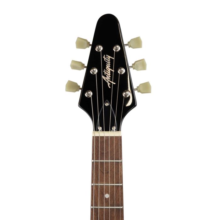 Antiquity Fv1 Black Electric Guitar, headstock front