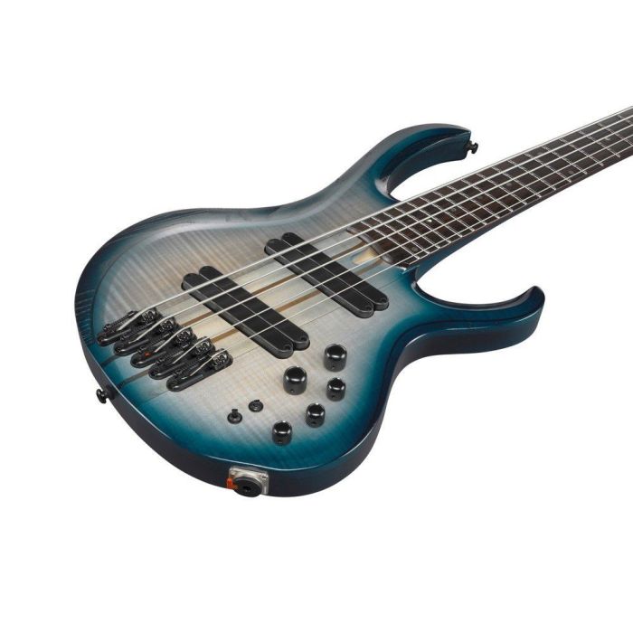 Ibanez Btb705lm ctl Cosmic Blue Starburst Low Gloss 5 String Bass Guitar, body closeup front