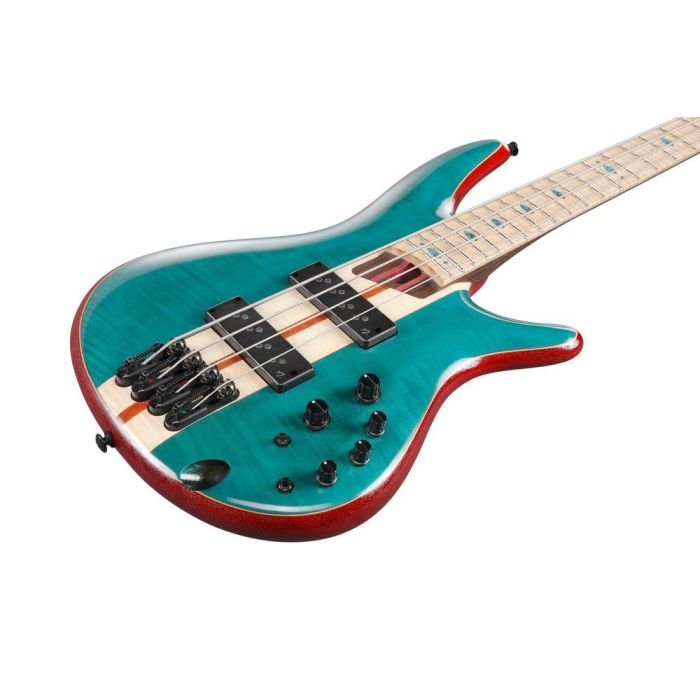 Ibanez Sr1420b cgl Caribbean Green Low Gloss Bass Guitar, body closeup front