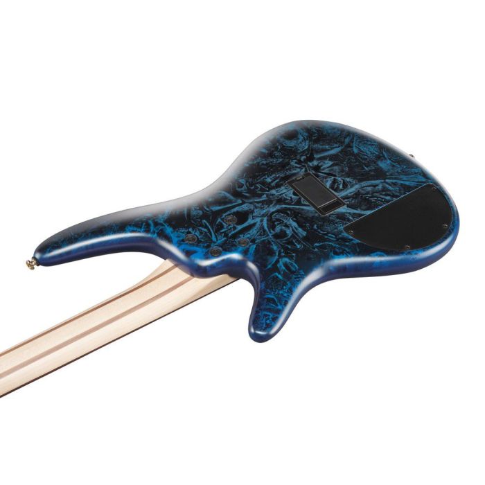 Ibanez Sr300edx czm Cosmic Blue Frozen Matte Bass Guitar, body closeup rear