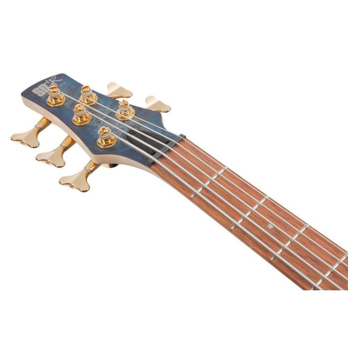 Ibanez Sr305edx czm Cosmic Blue Frozen Matte 5 String Bass Guitar, headstock front